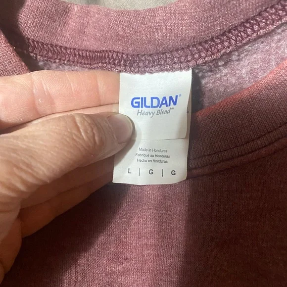 Gildan Maroon Sweatshirt with White Print - Picture 3 of 4